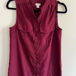 J. Crew Women's Sleeveless Burgundy Top